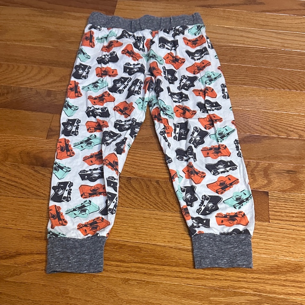 Vintage Kids' Camera Print Joggers - Gray and Multicolor